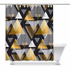 Fall forest shower curtains bathroom curtain washable screen for living room bath curtain sets with rug. Buy Modern Abstract Gold And Black Geometric Triangle House Decor Shower Curtain For Bathroom Decorative Bathroom Shower Curtain Set 66x72 Inch By Wallis Flora On Dot Bo