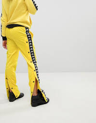 Black And Yellow Kappa Tracksuit Kappa Relaxed Tracksuit Bottoms With Popper Sides Co Ord Yellow Tracksuit Bottoms Tracksuit Yellow Tracksuit