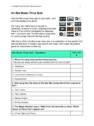 Creating your world tavern trivia team is easy. An 80s Music Trivia Quiz Partycurrent Creative Party Music Trivia Questions Pdf4pro