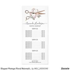 Elegant Vintage Floral Hairstylist Price List Rack Card Zazzle Com In 2021 Rack Card Vintage Floral Price List Template