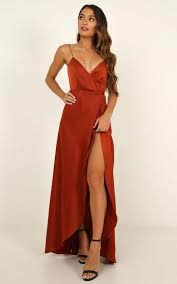 Rust Color Satin Bridesmaid Dress Wedding Dress Bridesmaid Dresses Custom Dress Long Dress Wrapdress Wrapdresses Summer Dress In 2020 Satin Bridesmaid Dresses Rust Dress Custom Bridesmaid Dress