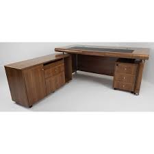 Harkness L Shape Executive Desk Ophelia Co Size 76cm H X 200cm W X 100cm D Colour Light Oak L Shaped Executive Desk Brown Wood Homestead Living