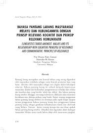 Pantang larang ketika memancing yang wajib tahu. Pdf Bahasa Pantang Larang Masyarakat Melayu Dan Hubungannya Dengan Prinsip Relevans Kognitif Dan Prinsip Relevans Komunikatif Linguistics Taboo Amongst Malays And Its Relationship With Cognitive Principle Of Relevance And Communivative Principle Of