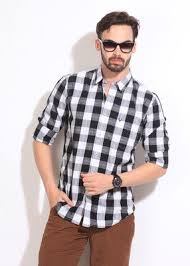 Black And White Checkered Shirt Mens Men S Checkered Pattern Casual Wear Shirt From Allen Solly Black And White Man Shirts Casual Shirts