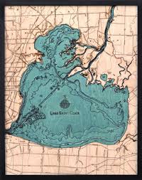 Lake St Clair Wood Chart Lake Maps Lake Art Map Map Art
