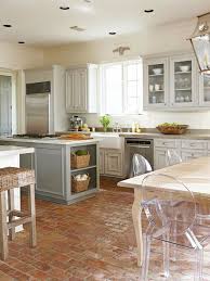 A Neutral Kitchen Decorating Makeover Better Homes Gardens Bhg Com Brick Floor Kitchen Kitchen Flooring Brick Kitchen