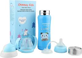 Buy Chinmay Kids Baby Feeding Bottle Multifunctional Stainless Steel Milk Thermosteel Feeder Bottle For Infant Newborn Toddler For Travel Blue 180ml Online At Low Prices In India Amazon In
