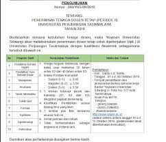 Check spelling or type a new query. Lowongan Dosen Tetap Periode Ii Universitas Perjuangan Tasikmalaya Tahun 2016 Lowongan Dosen