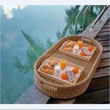 Set an upbeat tone for any gathering with a vibrantly handpainted floral motif and handwoven rattan. Floating Breakfast Water Basket Outdoor Rattan Swimming Pool Party Serving Tray Garden Sofas Aliexpress