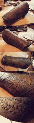 Druid Leather Bracer By Ladyeru On Deviantart Archery Leather Bracers Leather Armor Leather Art