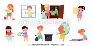 I will add one thing, as a professional organizer, the biggest problem kids have with keeping a room clean is too much stuff! Kid Characters Cleaning Room And Doing Household Chores Vector Illustration Set Little Boy And Girl Mopping The Floor Canstock