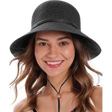 Karen Keith Sunhat Sun Hat Braided Toyo Straw, Designed for Reading,  Ponytail, Messy Bun, Long Hair BT9-CB LTC Hats (Black Tweed/Black (C)) at  Amazon Women's Clothing store