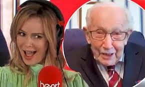 To raise £1,000 for the nhs by walking up and down his flt lt andy preece in a spitfire over the house of capt tom moore on 30 april, his 100th birthday. Captain Tom Moore 99 Gets Very Flirty With Amanda Holden 49 Daily Mail Online