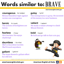 It S Time For Americanenglish Synonym Sunday Check Out Our Graphic For Synonyms Of The Word Brave All Of These With Images Learn English English Words English Writing