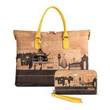 Cork Wallet Yellow Tram Cork Wallet Illustration Etsy Wallets For Women Cork Wallet Cork Handbag