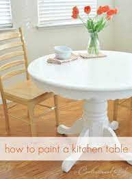 Once the entire table has been wiped clean, take another rag and just go over it one more time making sure there is no stain left to dry on the top. Painting A Kitchen Table Centsational Style