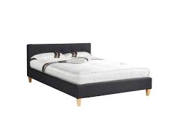 Lit 2 personnes pour ado. Lit Double Pour Adulte Lille 140x190 Cm 2 Places 2 Personnes Avec Sommier Et Pieds En Bois Tissu Capitonne Noir Vente De Idimex Conforama