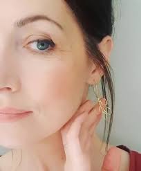 Gold wire organic abstract leaf vine branch earrings, hoops, minimalist,  statement, dangle