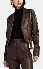 The Row Women S Perlin Leather Moto Jacket Brown Dark Brown Moto Jacket Moto Jacket Jackets