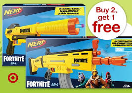 Fortnite fans, play fortnite in real life with this nerf elite blaster that's inspired by the blaster used in the popular fortnite video game. Nerf Fortnite Toys B2g1 Free At Target In Stores Online