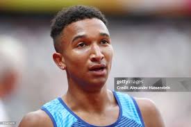 Donavan Brazier of the United States looks