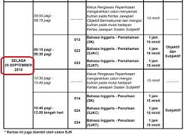Jadual Peperiksaan Upsr 2018 Tahun 6