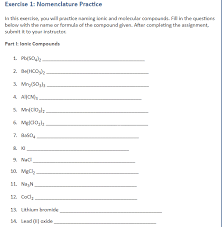 1) nh4cl (for complaints, use another form ). Solved Exercise 1 Nomenclature Practice In This Exercise Chegg Com