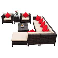 Greenwich 9 Piece Sectional Seating Group With Cushions Reviews Joss Main Lounge Seating Furniture Outdoor Sectional Sofa