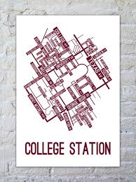 College Station Texas Street Map Print Texas Aggies Decor Map Print Texas Aggies