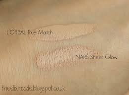 Code Elixir Nars Sheer Glow Vs Loreal True Match