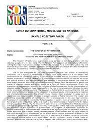 What are the three parts of a position paper? Sample Position Paper Model Un