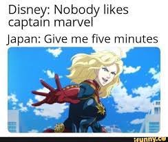 Disney Nobody Likes Captain Marvel Japan Give Me Five Minutes Ifunny Captain Marvel Marvel Funny Marvel