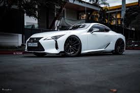 Premium wheels, moonroof, navigation, premium seat material, front heated seats, front cooled seats, remote engine start. White Lexus Lc500 Brixton Forged M53 Forged Wheels