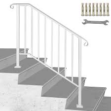 Wrought iron stair handrail stair rail 2ft. Wrought Iron Handrail Picket Fits 3 Or 4 Steps Stair Railing For Outdoor Steps Ebay