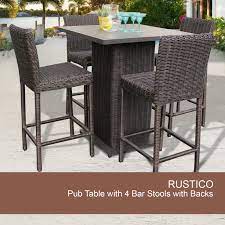 Patio furniture from the leading furniture store in south florida. Rustico Pub Table Set With Barstools 5 Piece Outdoor Wicker Patio Furniture Walmart Com Walmart Com