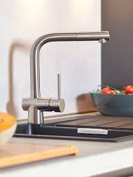 Brushed stainless steel number of basin: L Shaped Taps Form Kitchen Taps