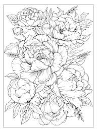 Printable flower coloring pages.these printable flower coloring pages are free. Coloring Page With Peonies And Leaves Vector Page For Coloring Flower Colouring Page Floral Print Outline Peonies Black And White Page For Coloring Book 2171605 Vector Art At Vecteezy