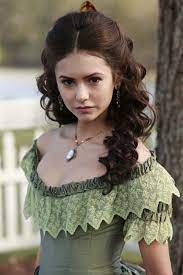 Katherine Pierce Nina Dobrev Vampire Diaries 1864 Pastel Green Gown Bodice Details Victorian Hairstyles Vampire Hair Women