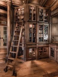 An Amazing Home Library Made Of 10 000 Pieces Of Walnut Pictures Floor To Ceiling Bookshelves Library Ladder Home Library