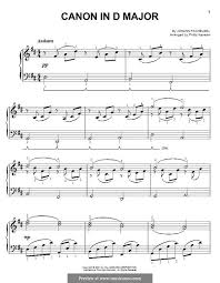 Canon in d standard sheet music for piano from piano with kent. Canon In D Major Printable By J Pachelbel Music Tabs Pachelbel S Canon Sheet Music