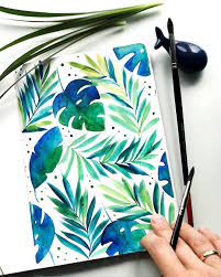 See more ideas about watercolor, watercolor paintings, watercolor art. Natalia On Instagram Hello Friends Tropical Pattern For This Monday Referen Watercolor Art Watercolor Paintings Easy Painting Art Projects