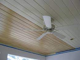 I still have to finish the bottom of the beam, the other side of the beam (vented soffit) and replace some siding, then i'll share pictures of the whole porch! Interior Beadboard Wood Ceiling Panels With Ceiling Fan Wood Ceiling Panels Ceiling Fan Wood Ceilings