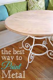 Follow the same steps with the rustoleum enamel spray paint. Kitchen Update Painting Metal Furniture Metallic Painted Furniture Metal Furniture Painted Kitchen Tables