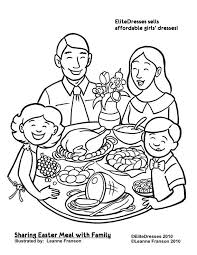 Sharing The Easter Meal With Family Coloring Pages Free Christmas Coloring Pages Family Drawing