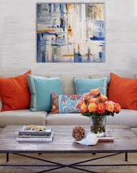 Large Abstract Painting Blue White Art