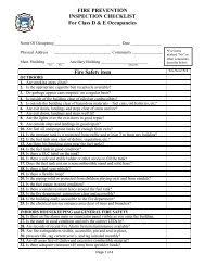 If the manufacturer's recommendations are available, then those recommendations are to be used. Fire Prevention Inspection Checklist