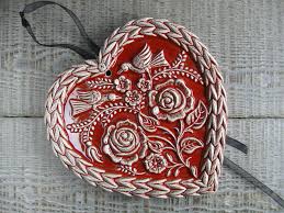 Grand Coeur Alsacien Springerle En Ceramique Rouge Accessoires De Maison Par Rouge Petit Co Poterie Alsacienne Decorations D Arbre De Noel Accessoire Maison
