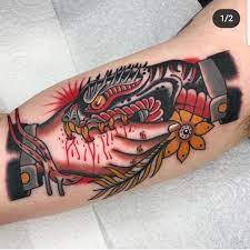 Trust No One By Lewis Mckechnie At Insider Edinburgh Traditional Style Tattoo Traditional Snake Tattoo Traditional Tattoo Inspiration