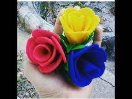 Cara Membuat Bunga Mawar Dari Kain Flanel Youtube Flowers Floral Rose