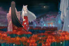 HD desktop wallpaper: Anime, Touhou, Fujiwara No Mokou, Kaguya Houraisan  download free picture #1010802